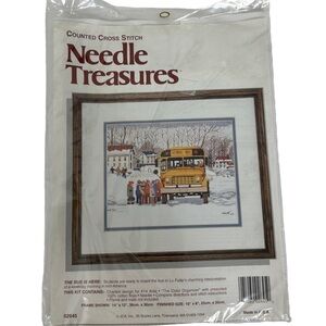 NWT Vintage Needle Treasures School Bus Counted Cross Stitch Lu Fuller 02645 New